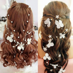 White Pearl Flower Hair Garland