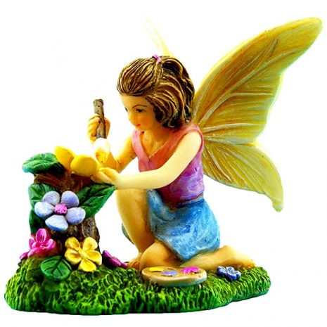 Fairy Painting Flowers - Fairy Figurine