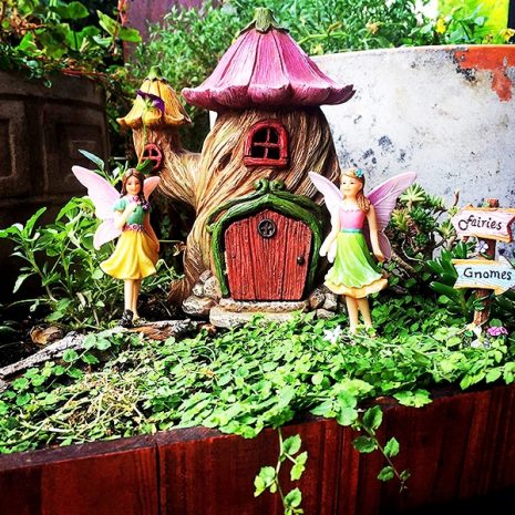 Flower Stump Fairy Garden House 4