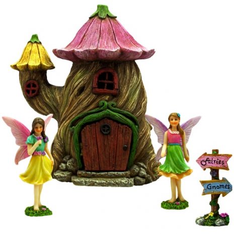 Flower Stump Fairy Garden House