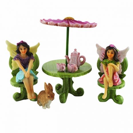 Fairy Figurine Set with Furniture & Tea Set